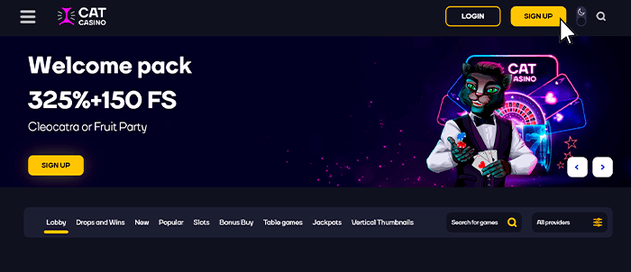 Кэт казино регистрация - Шаг 1